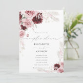 Bourgondië Blush Roze Rozen Bloemen Koppels Douche Kaart (Staand voorkant)