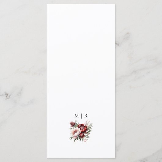 Bourgondië Blush Roze Rustieke Bloemige Trouwmenu Menu (Achterkant)