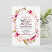 Bourgondië Blush Roze Terrarium Bruiloft Uitnodigi Kaart (Staand voorkant)