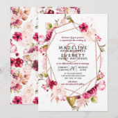 Bourgondië Blush Roze Terrarium Bruiloft Uitnodigi Kaart (Voorkant / Achterkant)