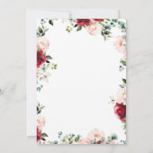 Bourgondië & Blush Roze Waterverf Bloemen Bruiloft Kaart (Achterkant)