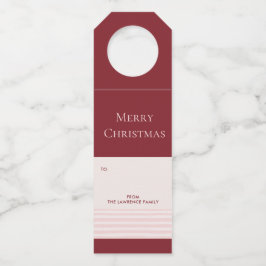Bourgondië Blush Streep Vrolijk kerstcadeau Flessenhanger