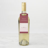 Bourgondië Blush Streep Vrolijk kerstcadeau Flessenhanger (Op fles)