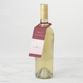 Bourgondië Blush Streep Vrolijk kerstcadeau Flessenhanger (Schuin)