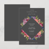 Bourgondië Blush Tropische Bloemen Bruiloft- Grijs Save The Date (Voorkant / Achterkant)