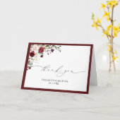 Bourgondië Blush Waterverf Bloemen Foto Dank u Kaart (Gele Bloem)