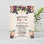 Bourgondië | Blush Waterverf Floral Baptisme Kaart (Staand voorkant)