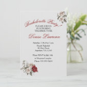 Bourgondië Blush Wit Bachelorette Party Uitnodigin Kaart (Staand voorkant)