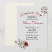 Bourgondië Blush Wit Bachelorette Party Uitnodigin Kaart (Voorkant / Achterkant)