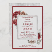 Bourgondië, Blush, Witte Rozen Verlovingsfeest Kaart (Voorkant / Achterkant)