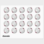 Bourgondië Blush Zilver Bloemen Spread Liefde Ronde Sticker (Vel)