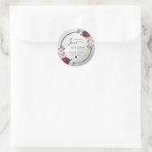 Bourgondië Blush Zilver Bloemen Spread Liefde Ronde Sticker (Tas)