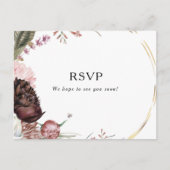 Bourgondië Boho Bloemen Bruiloft RSVP Briefkaart (Voorkant)
