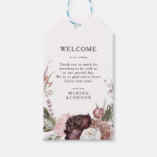 Bourgondië Boho Bloemen Bruiloft Welkom Cadeau Lab Cadeaulabel