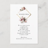 Bourgondië Boho Bloemen bruiloft Wishing Well Kaar Informatiekaartje (Voorkant)