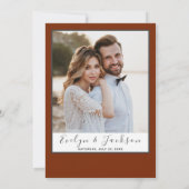 Bourgondië Boho Bloemen Foto Herfst Bruiloft Kaart (Achterkant)