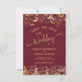 Bourgondië Boho Chic Wilde Bloemen Calligrafie Tro Save The Date