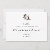 Bourgondië Boho Floral bruidsmeisje voorstel Kaart (Achterkant)