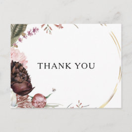 Bourgondië Boho Floral bruiloft dank u Briefkaart