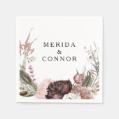 Bourgondië Boho Floral bruiloft servetten (Voorkant)