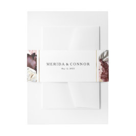 Bourgondië Boho Floral bruiloft uitnodiging Belly  Uitnodigingen Wikkel