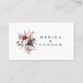 Bourgondië Boho Floral Flat Wedding Place Card Plaatskaartje (Achterkant)