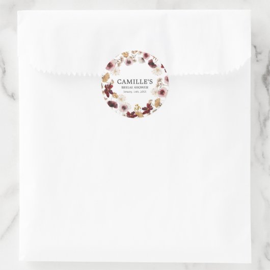 Bourgondië Boho Herfst Vrijgezellenfeest Ronde Sticker (Tas)