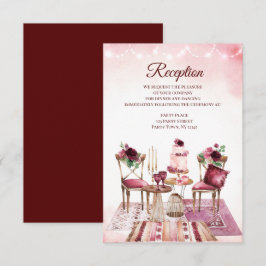 Bourgondië Boho Tafel Waterverf Bloem Reception Kaart