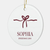 Bourgondië Boog Bruidsmeisje Modern Minimaal Naam Keramisch Ornament (Links)