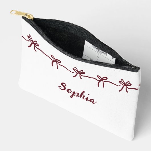 Bourgondië Boog Bruidsmeisje Modern Schrift Reis Etui (Open)