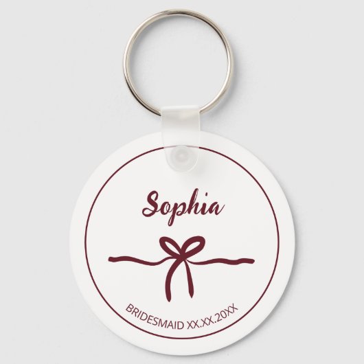 Bourgondië Boog Bruidsmeisje Script Moderne Naam D Sleutelhanger (Voorkant)