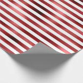 Bourgondië Bordeaux rode strepen lijnen wit metaal Cadeaupapier (Hoek)