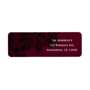 Bourgondië Bordeaux Zwarte Kant Trouwjurk Etiket
