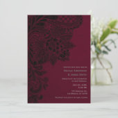 Bourgondië Bordeaux Zwarte Kant Trouwjurk Kaart (Staand voorkant)