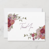 Bourgondië bos bloemenbruiloft dank u kaart (Voorkant)