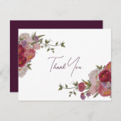 Bourgondië bos bloemenbruiloft dank u kaart (Voorkant / Achterkant)