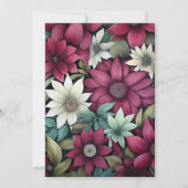 Bourgondië, bos groen en houtskool bloemenbruiloft kaart (Achterkant)