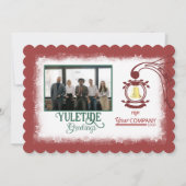 Bourgondië, bosgroen, gouden bel Kerstmis Feestdagenkaart (Voorkant)