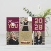 Bourgondië & Brons 3 Foto Afstuderen Dank u Kaart (Staand voorkant)