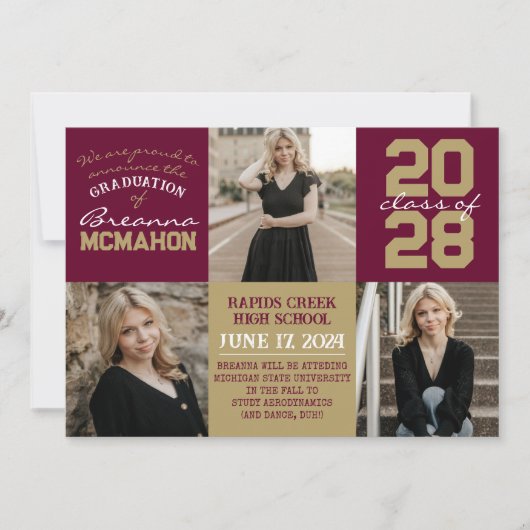 Bourgondië & Brons 4 Foto Afstuderen Aankondiging (Voorkant)