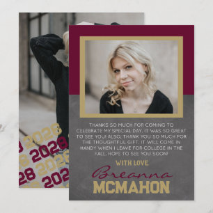 Bourgondië & Bronze Afstuderen Foto Dank u kaart