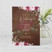 Bourgondië Bruine Bloemige Winter Herfst Trouw Uit Kaart (Staand voorkant)