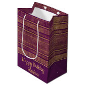 Bourgondië Burnt Sinaasappel distressed stripes Medium Cadeauzakje (Voorkant Gekanteld)