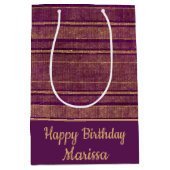 Bourgondië Burnt Sinaasappel distressed stripes Medium Cadeauzakje (Voorkant)