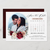 Bourgondië Champagne Ivoor Mauve Roze Bloem Bruilo Save The Date (Voorkant / Achterkant)