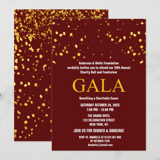 Bourgondië Charity Ball Corporate Fundraising Part Kaart (Voorkant / Achterkant)