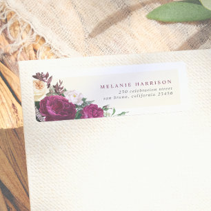 Bourgondië & Crème Bloemen Aangepast Retouradres Etiket