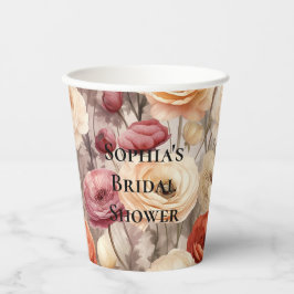 Bourgondië Crème Lente Bloemen Bruiloft Feest Papieren Bekers