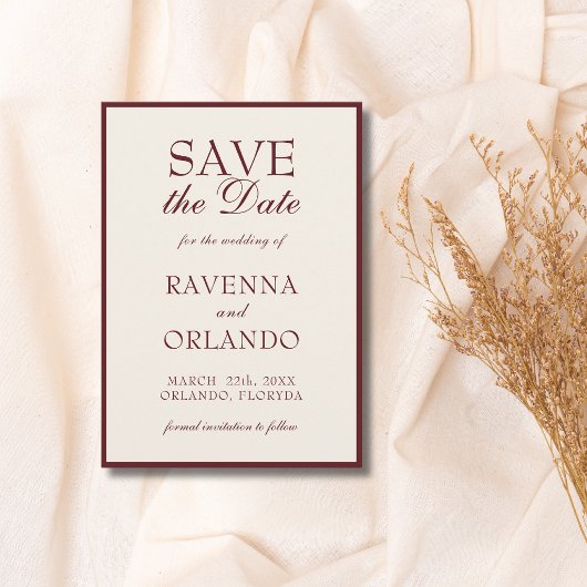 Bourgondië Crème Oud Geld Klassieke Luxe Bruiloft Save The Date