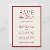 Bourgondië Crème Oud Geld Klassieke Luxe Bruiloft Save The Date (Voorkant)